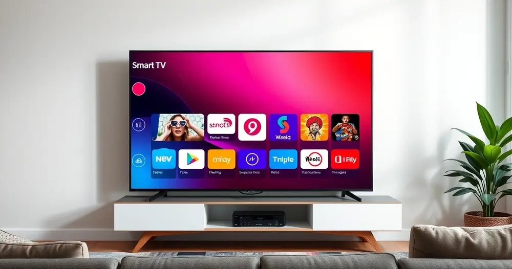 tela inicial de smart tv com aplicativos de streaming